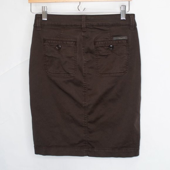 Level 99 Button Front Pencil Skirt Womens 24 Brown Straight Solid XS Casual V09X - Picture 2 of 5